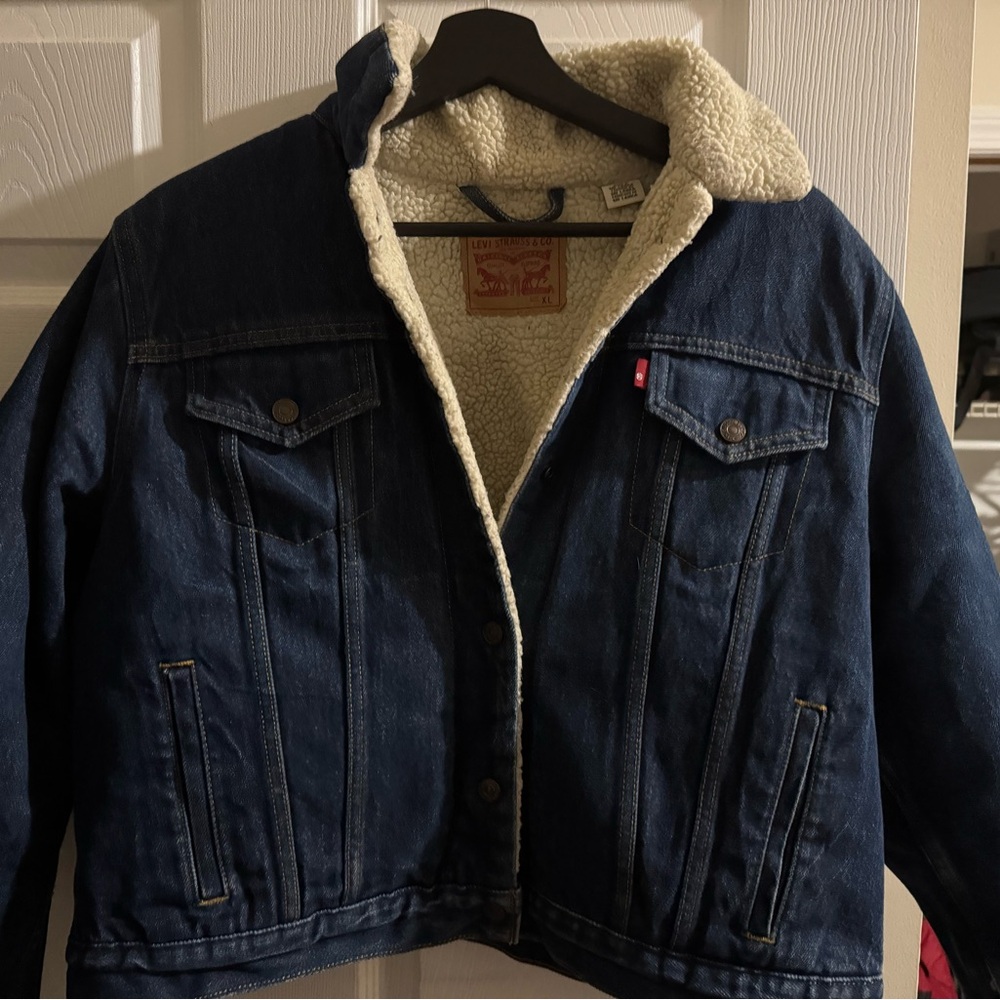 Levi's Blue Denim Sherpa Jacket
